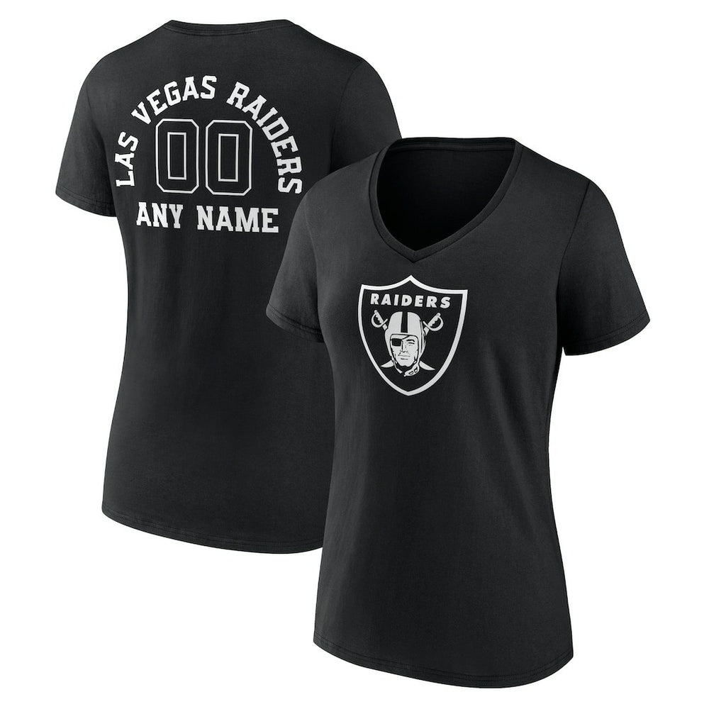 Las Vegas Raiders Women's Personalized Name & Number Monochrome V-Neck T-Shirt