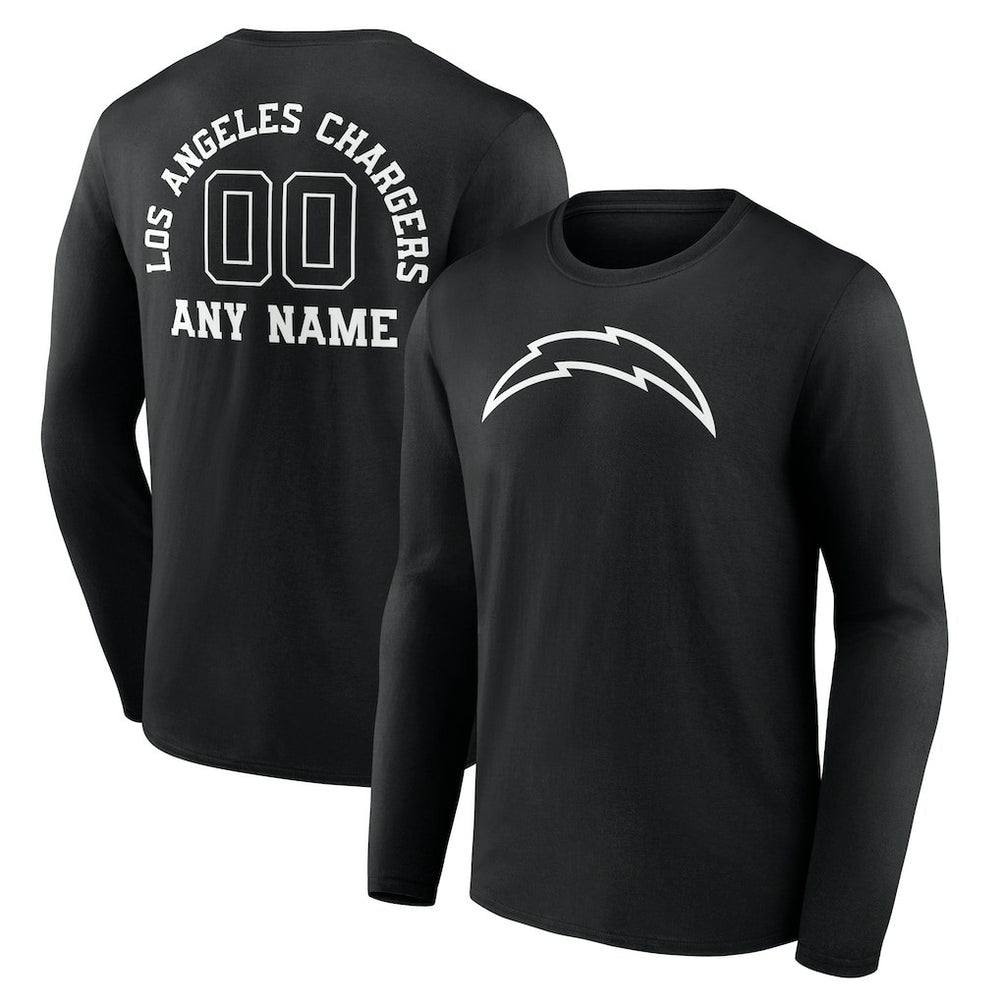 Los Angeles Chargers Personalized Name & Number Monochrome Long Sleeve T-Shirt