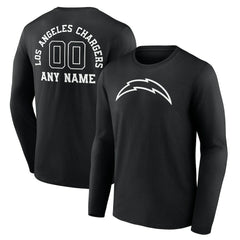 Los Angeles Chargers Personalized Name & Number Monochrome Long Sleeve T-Shirt