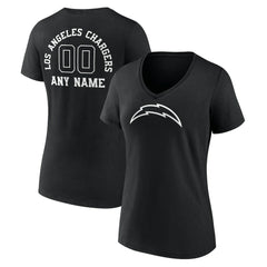 Los Angeles Chargers Women's Personalized Name & Number Monochrome V-Neck T-Shirt