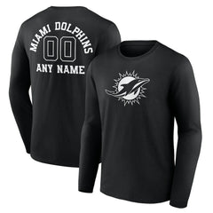 Miami Dolphins Personalized Name & Number Monochrome Long Sleeve T-Shirt