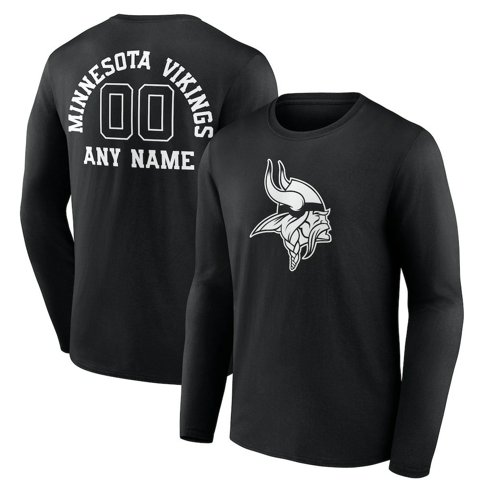 Minnesota Vikings Personalized Name & Number Monochrome Long Sleeve T-Shirt
