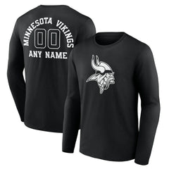Minnesota Vikings Personalized Name & Number Monochrome Long Sleeve T-Shirt