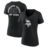 Minnesota Vikings Women's Personalized Name & Number Monochrome V-Neck T-Shirt