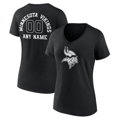 Minnesota Vikings Women's Personalized Name & Number Monochrome V-Neck T-Shirt
