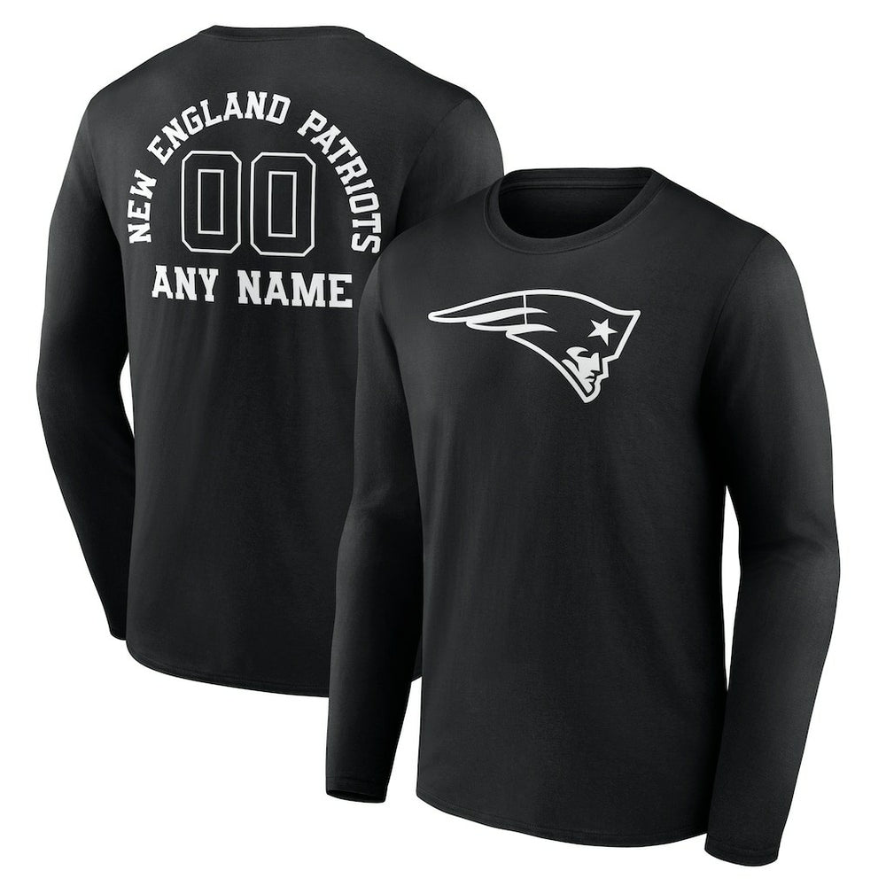 New England Patriots Personalized Name & Number Monochrome Long Sleeve T-Shirt