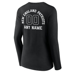 New England Patriots Women's Personalized Name & Number Monochrome Long Sleeve V-Neck T-Shirt