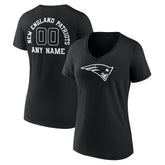 New England Patriots Women's Personalized Name & Number Monochrome V-Neck T-Shirt