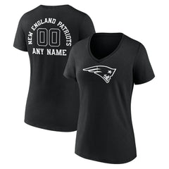 New England Patriots Women's Personalized Name & Number Monochrome V-Neck T-Shirt