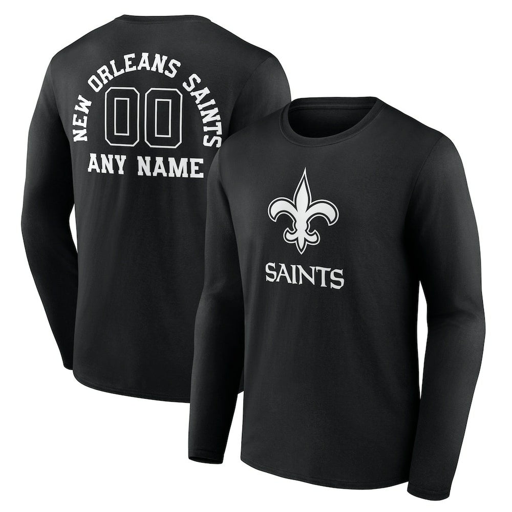 New Orleans Saints Personalized Name & Number Monochrome Long Sleeve T-Shirt