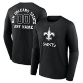 New Orleans Saints Personalized Name & Number Monochrome Long Sleeve T-Shirt