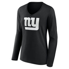 New York Giants Women's Personalized Name & Number Monochrome Long Sleeve V-Neck T-Shirt