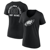 Philadelphia Eagles Women's Personalized Name & Number Monochrome V-Neck T-Shirt
