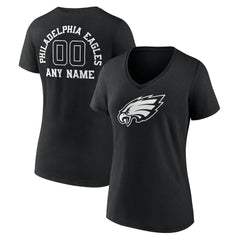 Philadelphia Eagles Women's Personalized Name & Number Monochrome V-Neck T-Shirt