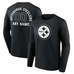 Pittsburgh Steelers Personalized Name & Number Monochrome Long Sleeve T-Shirt