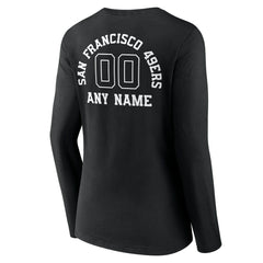 San Francisco 49ers Women's Personalized Name & Number Monochrome Long Sleeve V-Neck T-Shirt