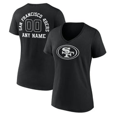 San Francisco 49ers Women's Personalized Name & Number Monochrome V-Neck T-Shirt