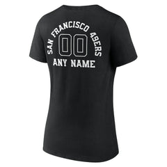 San Francisco 49ers Women's Personalized Name & Number Monochrome V-Neck T-Shirt