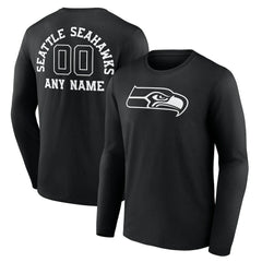 Seattle Seahawks Personalized Name & Number Monochrome Long Sleeve T-Shirt