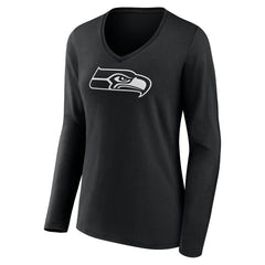 Seattle Seahawks Women's Personalized Name & Number Monochrome Long Sleeve V-Neck T-Shirt