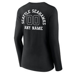 Seattle Seahawks Women's Personalized Name & Number Monochrome Long Sleeve V-Neck T-Shirt