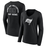 Tampa Bay Buccaneers Women's Personalized Name & Number Monochrome Long Sleeve V-Neck T-Shirt
