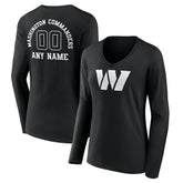 Washington Commanders Women's Personalized Name & Number Monochrome Long Sleeve V-Neck T-Shirt
