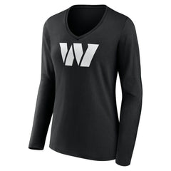 Washington Commanders Women's Personalized Name & Number Monochrome Long Sleeve V-Neck T-Shirt
