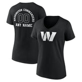 Washington Commanders Women's Personalized Name & Number Monochrome V-Neck T-Shirt