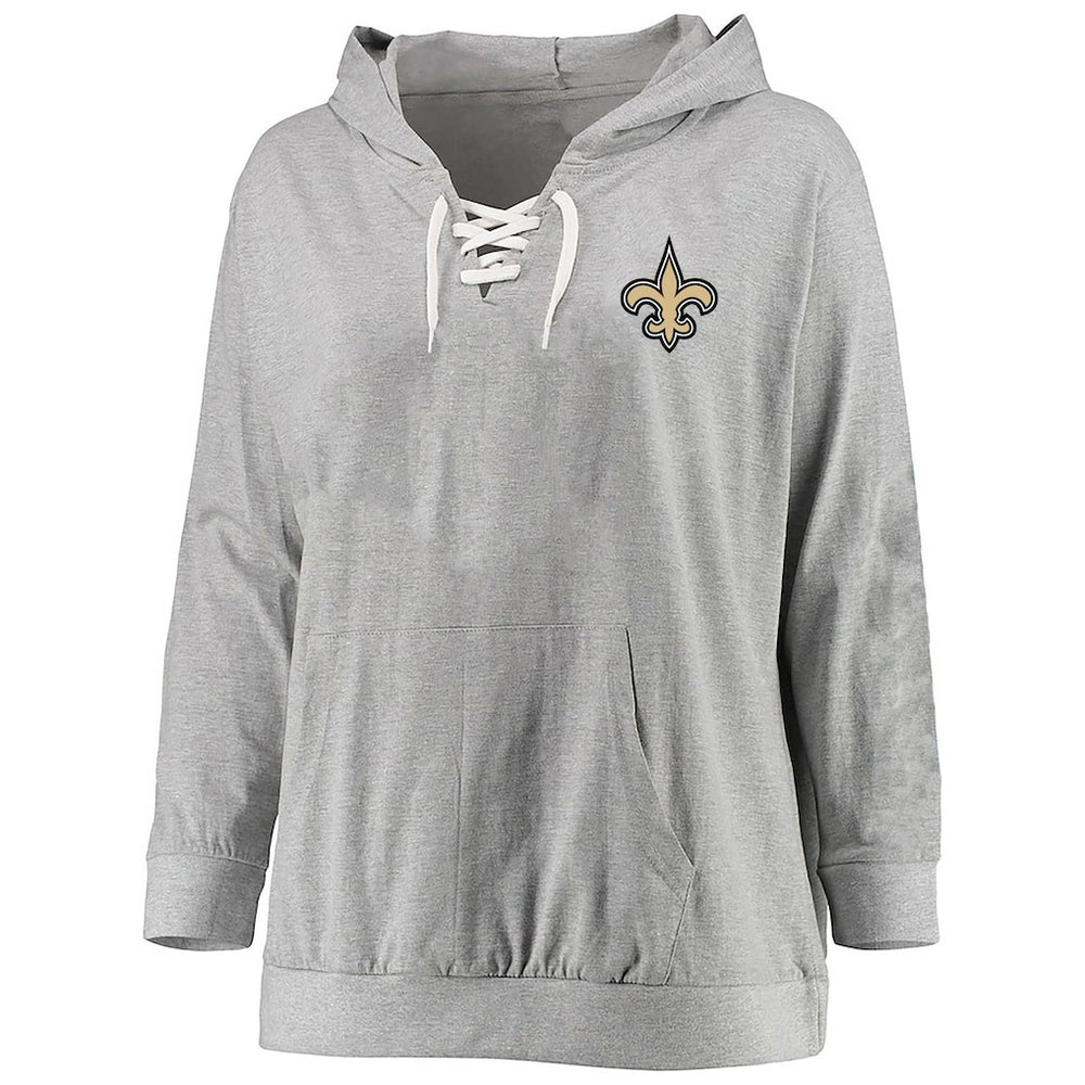 New Orleans Saints Fanatics Women's Plus Size Lace-up Pullover Hoodie