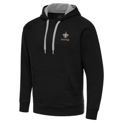 New Orleans Saints Antigua Brushed Carbon Victory Pullover Hoodie