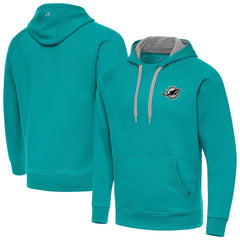 Miami Dolphins Antigua Brushed Carbon Victory Pullover Hoodie