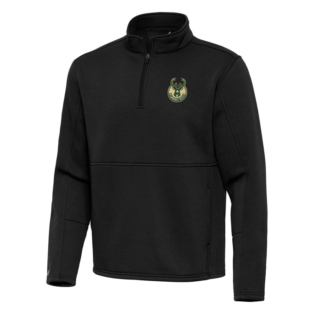 Milwaukee Bucks Antigua Twist Quarter-Zip Pullover Top - Black sale New