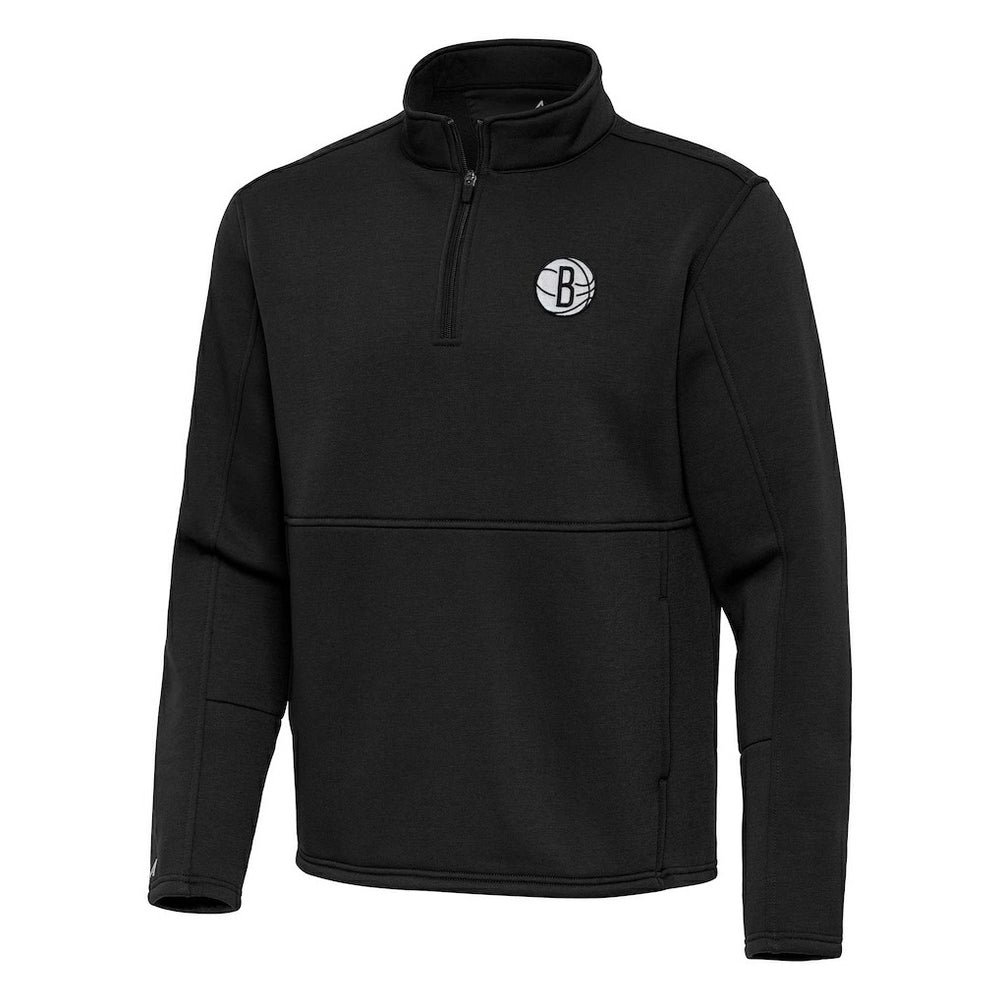 Brooklyn Nets Antigua Twist Quarter-Zip Pullover Top - Black outlet On Sale