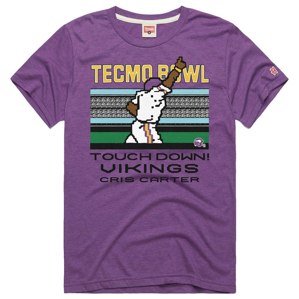 Minnesota Vikings Cris Carter Homage Unisex Tecmo Bowl Retired Player Graphic Tri-Blend T-Shirt