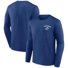 Tampa Bay Lightning Blue Team Lockup Long Sleeve T-Shirt Outlet