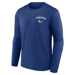 Vancouver Canucks Blue Team Lockup Long Sleeve T-Shirt Sale