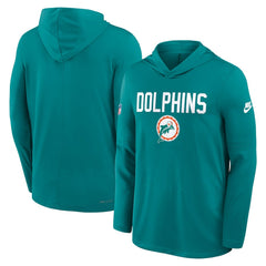 Miami Dolphins Nike Sideline Pass Accuracy Dri-FIT Long Sleeve Hoodie T-Shirt