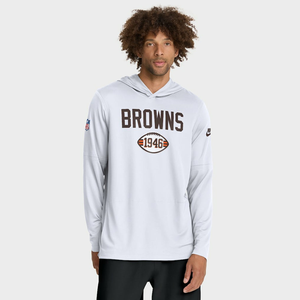 Cleveland Browns Nike Sideline Pass Accuracy Dri-FIT Long Sleeve Hoodie T-Shirt