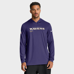 Baltimore Ravens Nike Sideline Pure Fury Performance Long Sleeve Hoodie T-Shirt