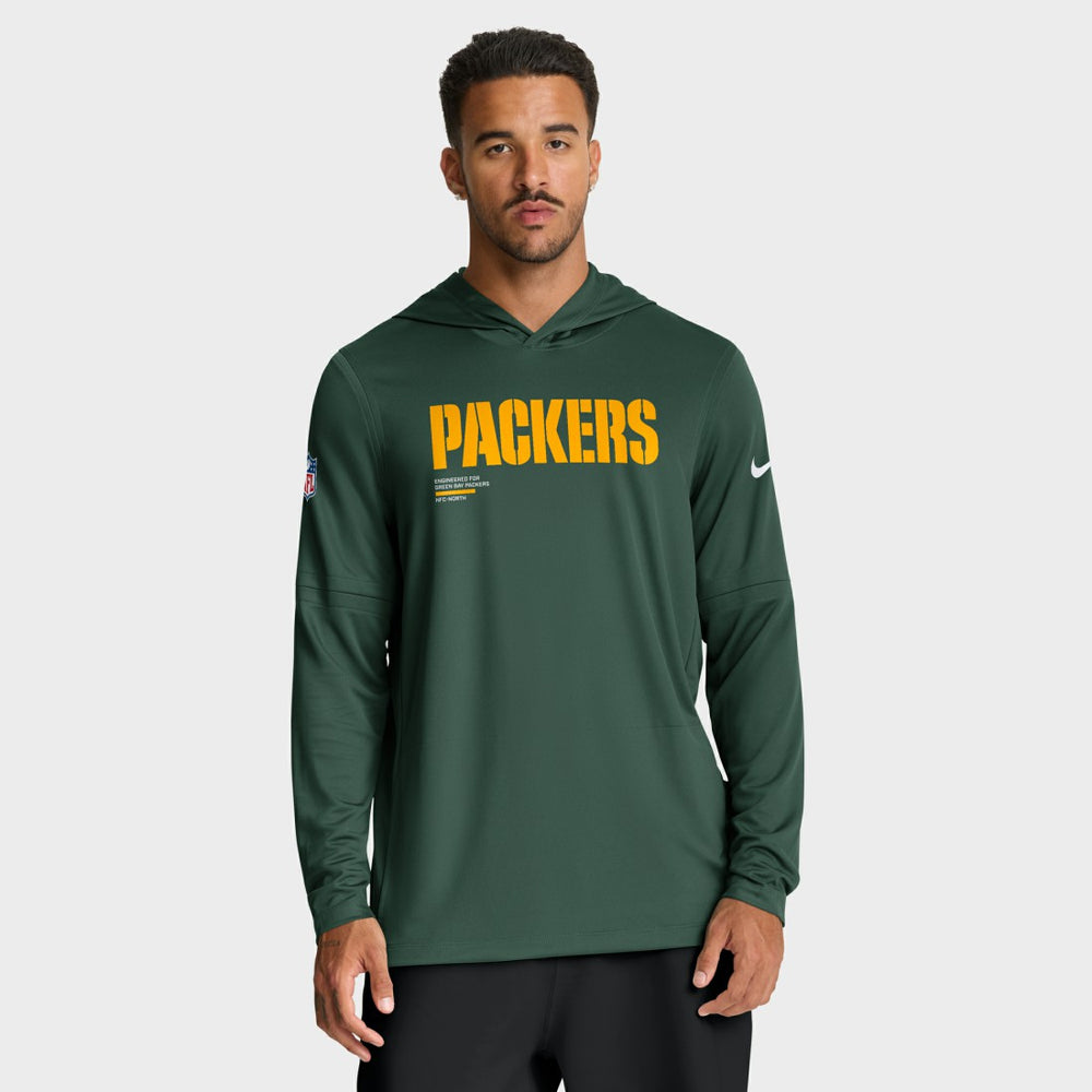 Green Bay Packers Nike Big & Tall Sideline Dri-FIT Long Sleeve Hoodie T-Shirt