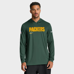 Green Bay Packers Nike Big & Tall Sideline Dri-FIT Long Sleeve Hoodie T-Shirt