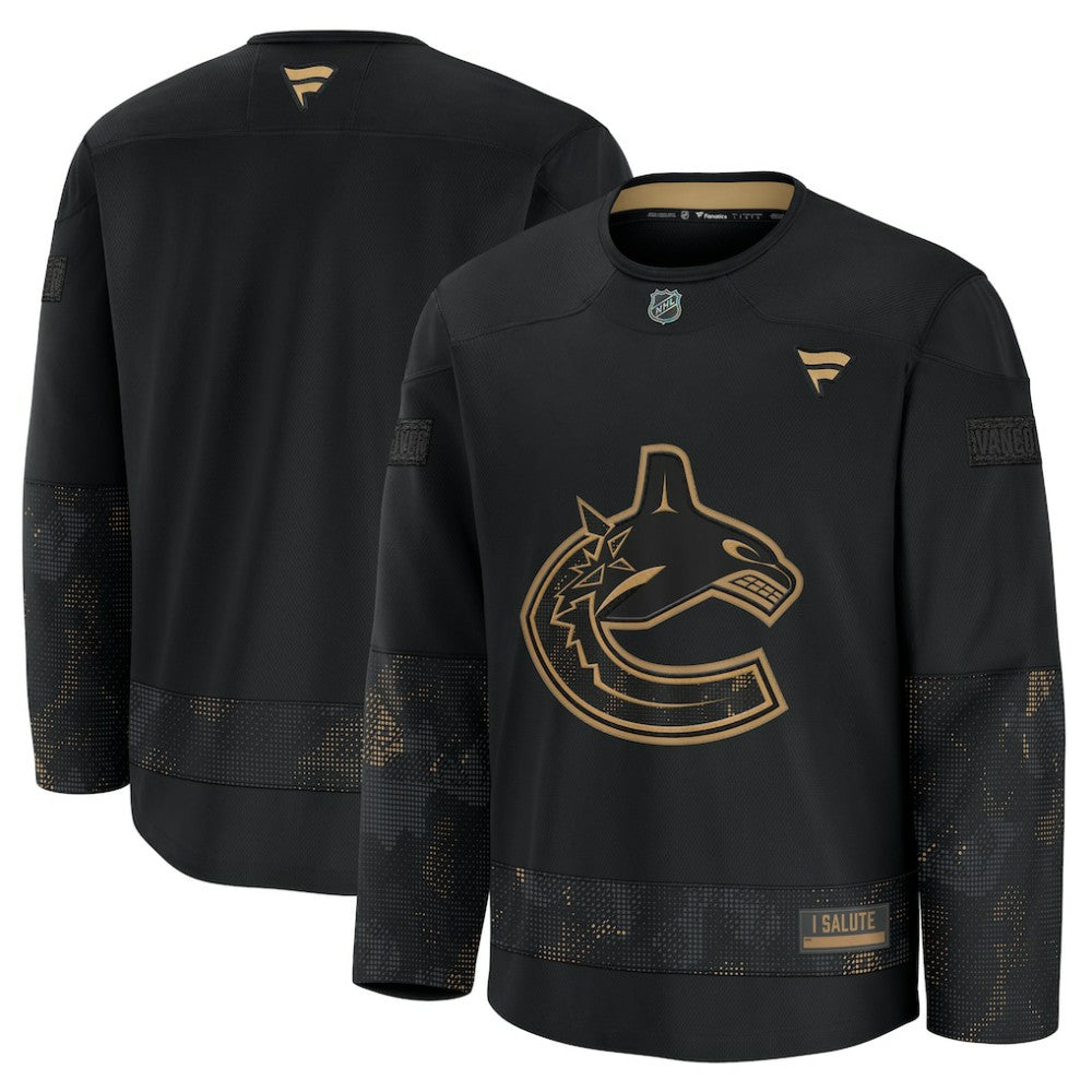 Vancouver Canucks Fanatics 2024 Military Appreciation Practice Jersey Black