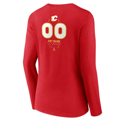 Calgary Flames Women's Personalized Name & Number Midfielder Long Sleeve V-Neck T-Shirt Discount