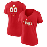 Calgary Flames Women's Personalized Name & Number Midfielder V-Neck T-Shirt Discount
