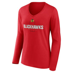 Chicago Blackhawks Women's Personalized Name & Number Midfielder Long Sleeve V-Neck T-Shirt Online