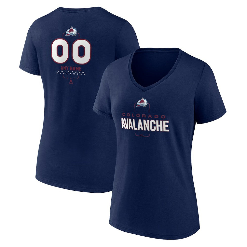 Colorado Avalanche Women's Personalized Name & Number Midfielder V-Neck T-Shirt On Sale
