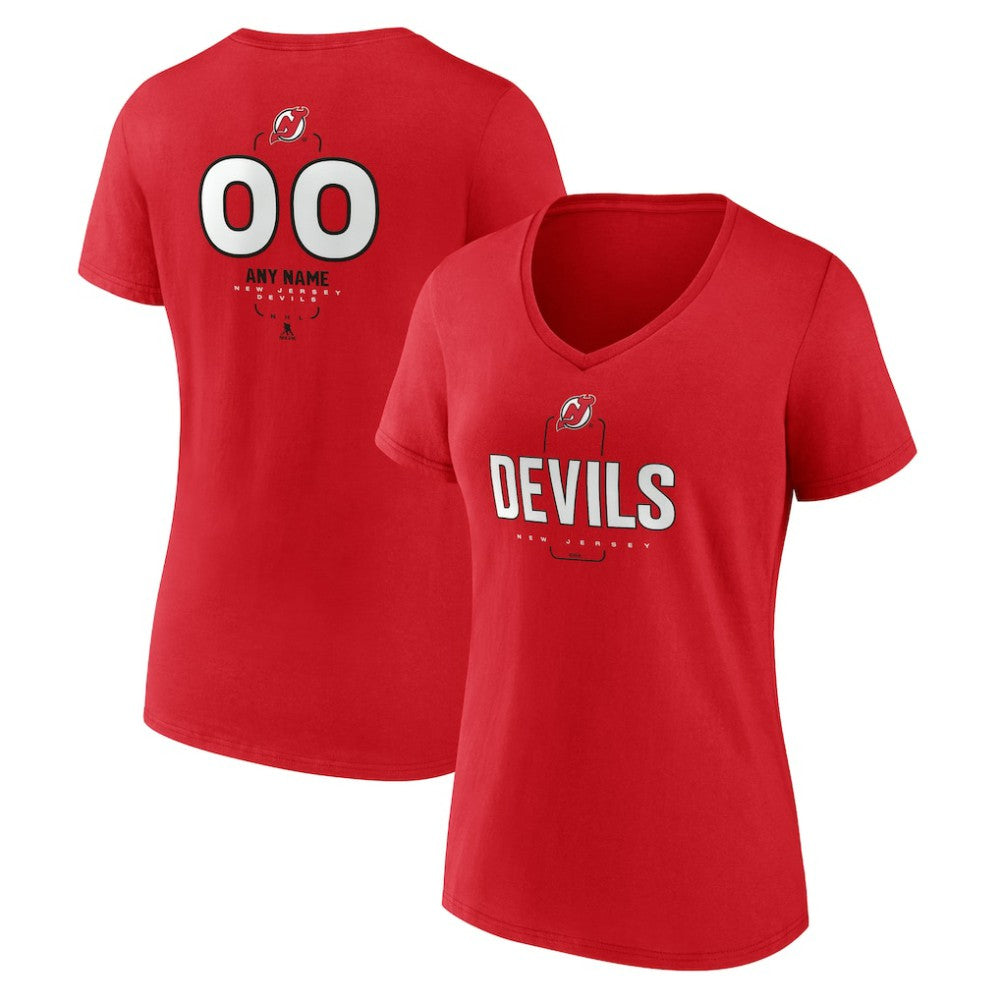New Jersey Devils Women's Personalized Name & Number Midfielder V-Neck T-Shirt For Sale