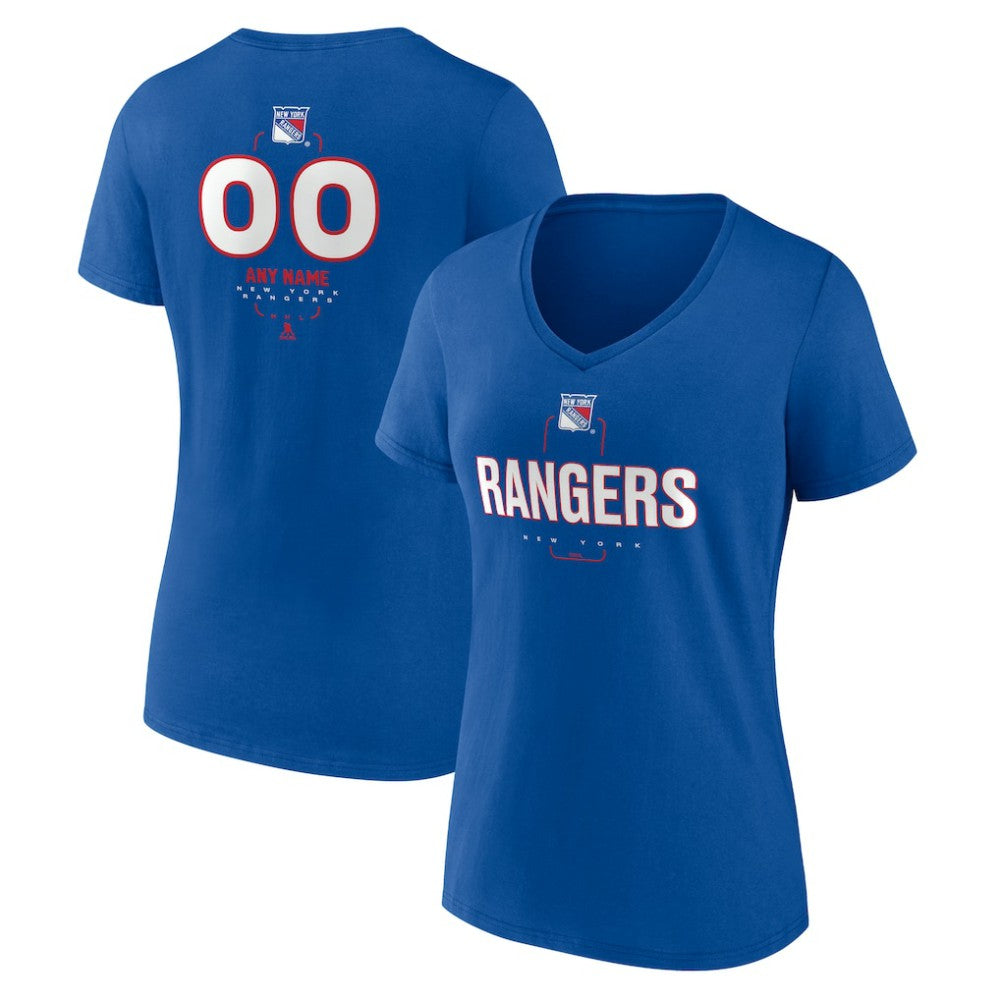 New York Rangers Women's Personalized Name & Number Midfielder V-Neck T-Shirt Discount