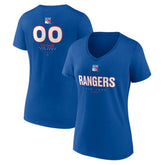 New York Rangers Women's Personalized Name & Number Midfielder V-Neck T-Shirt Discount
